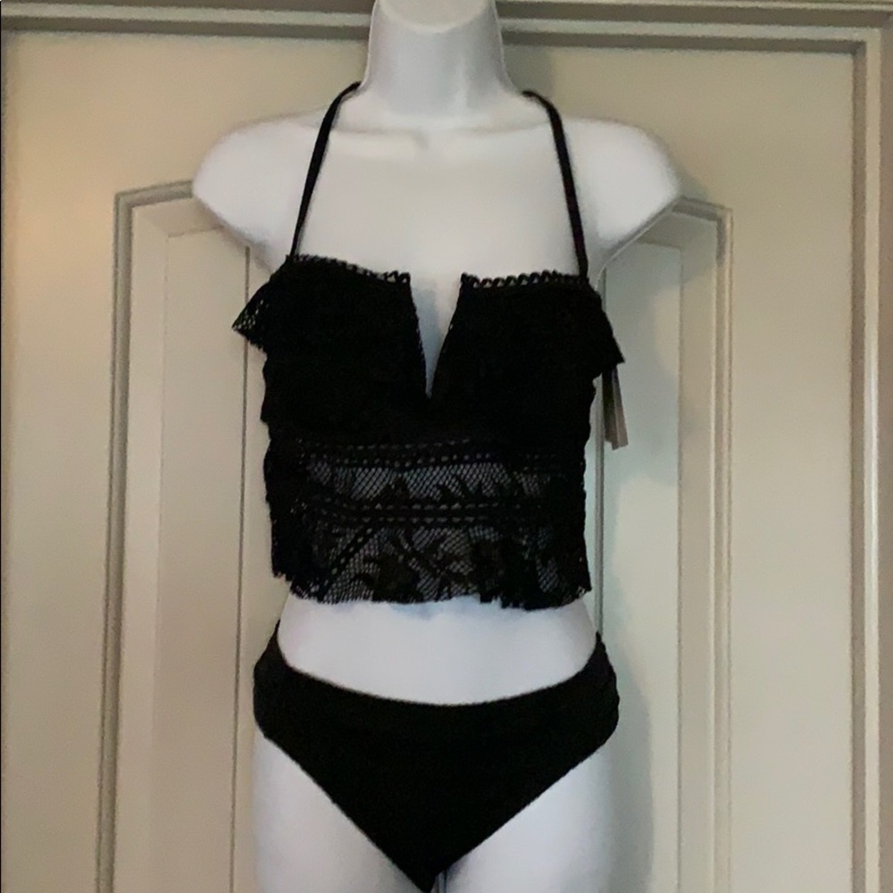 BECCA two piece black lace bikini